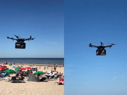 Domino's test dronebezorging op het strand